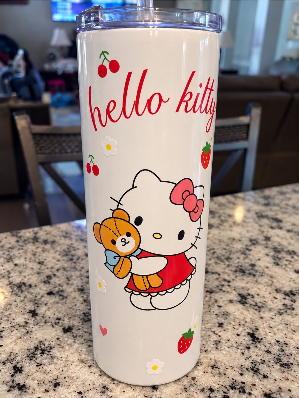Hello Kitty White and Red Tumbler with Teddy Bear Graphic